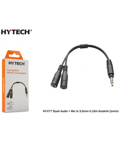 Hytech HY-X77 Siyah Audio + Mic to 3,5mm 0.15m Kul