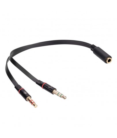 Hytech HY-X78 Siyah 3.5mm to Audio + Mic 0.15m Kulaklık Çevirici