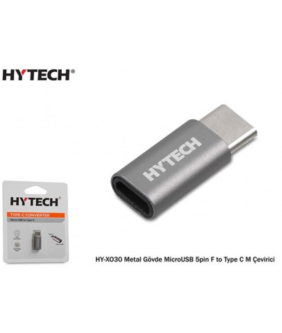 Hytech HY-XO30 Gümüş Metal Gövde MicroUSB 5pin F to Type C M Çevirici