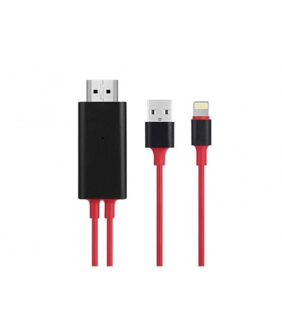 Hytech HY-XO52 Kırmızı-Siyah Lightning to HDMI + USB 2m Mobil Telefon Uyumlu Kablo