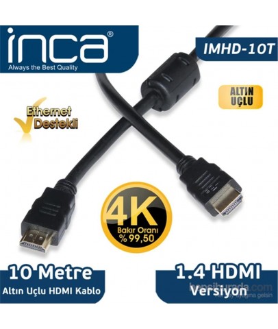 Inca IMHD-10T 10M 4K 1,4 V 3D Altın Uçlu HDMI Kablo