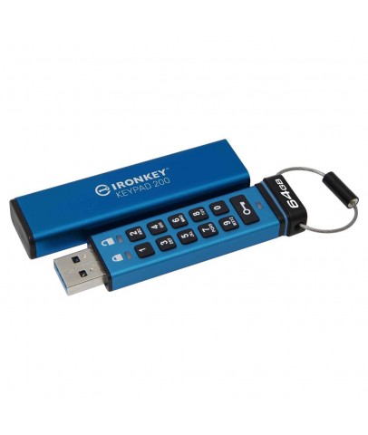 Kingston IKKP200-64GB 64GB IronKey Keypad 200, FIPS 140-3 Lvl 3 (Pending) Flash Bellek