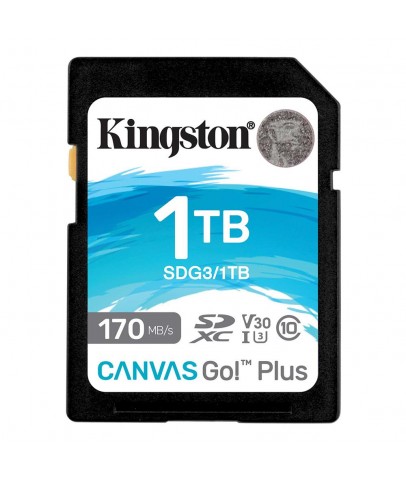 Kingston SDG3-1TB 1TB SDXC Canvas Go Plus 170R C10 UHS-I U3 V30 Hafıza Kartı