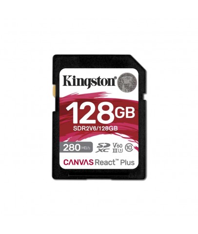 Kingston SDR2V6-128GB Canvas React Plus SDXC UHS-II 280R-100W U3 V60 for Full HD-4K SD Hafıza Kartı