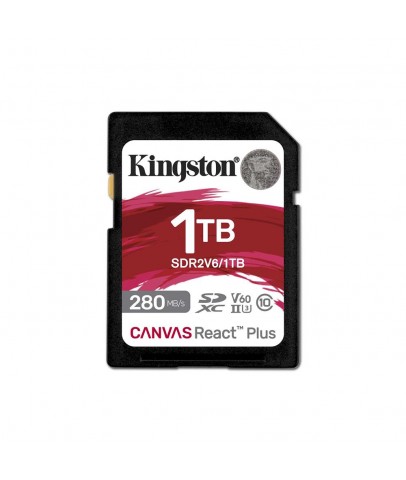 Kingston SDR2V6-1TB Canvas React Plus SDXC UHS-II 280R-150W U3 V60 for Full HD-4K SD Hafıza Kartı