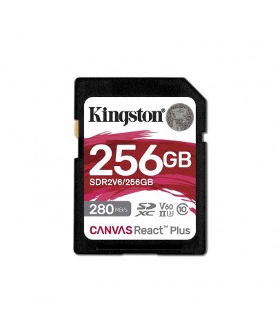 Kingston SDR2V6-256GB Canvas React Plus SDXC UHS-II 280R-150W U3 V60 for Full HD-4K SD Hafıza Kartı