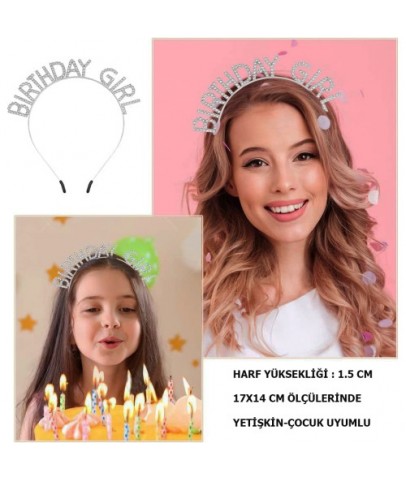 Kristal Taşlı Gümüş Birthday Girl Parti Tacı