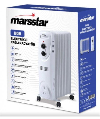 Marsstar B-08 11 Dilim Yağlı Radyatör 3 Kademe Isı ayarı 2500w