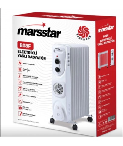 Marsstar B-08F 11 Dilim Yağlı Radyatör 3 Kademe Isı ayarı 2500w Turbo Fan