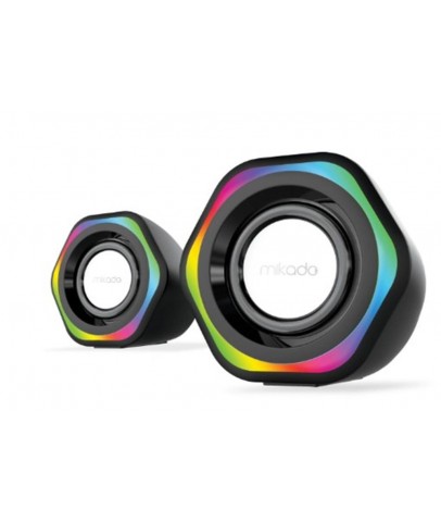 Mikado MD-176 2.0 3W-2 Beyaz RGB Aydınlatmalı USB + 3.5mm USB 5V Speaker Hoparlör