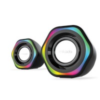 Mikado MD-176 2.0 3W-2 Siyah RGB Aydınlatmalı USB + 3.5mm USB 5V Speaker Hoparlör