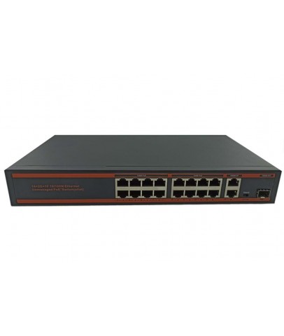 Nova NVC-HC1016FPGL 16 Port Poe+ 10-100 Mbps 2 Port 10-100-1000 Mbps Uplink Switch 165W