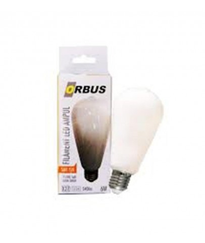 Orbus ORB-STM6W ST64 6W E27 Beyaz Cam Sarı Işık Dekoratif 540 Lm Led Ampul Ra80 220-240V-50Hz