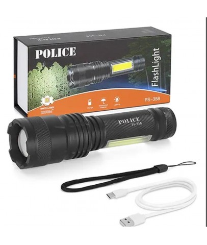 Polıce PS-358  Zoom  Gövdede Işık Şarjlı Led El Feneri