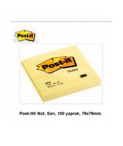 Post-it Yapışkanlı Not Kağıdı 100 YP 76x76 Sarı 654