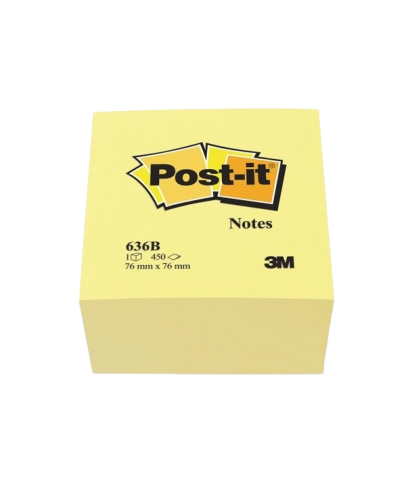 Post-it Yapışkanlı Not Kağıdı Küp 450 YP 76x76 Sarı 636-B