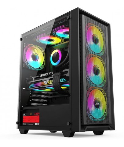 PowerBoost PB-P802AB 650w 80+ Bronze USB 3.0, ATX Mesh, RGB fan Siyah Kasa