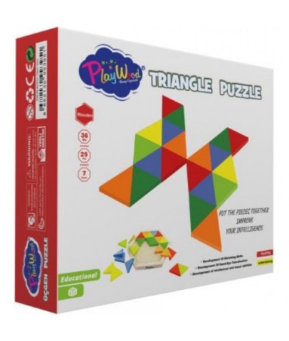 Playwood Kutuda Ahşap Üçgen Puzzle 24 Parça ONY-395