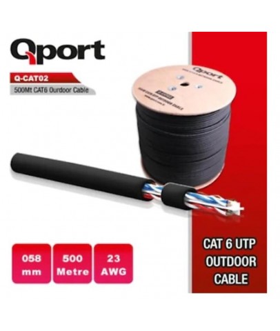 QPORT Q-CATO2 500mt Outdoor Cat6 23AWG 0.58MM Dış Mekan Kablo