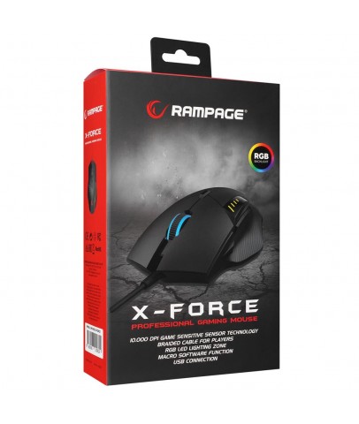 Rampage SMX-R83 X-FORCE Usb Siyah 10000 dpi RGB Aydınlatmalı Gaming Oyuncu Mouse