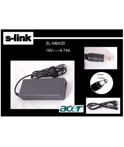 S-link SL-NBA30 19v 4.74a 5.5-1.75 Notebook  Adaptörü