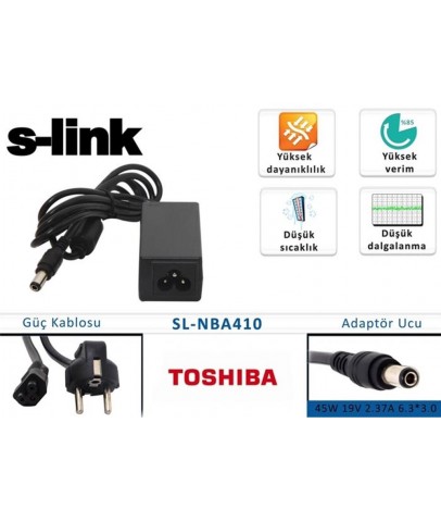 S-link sl-nba410 45W 19V 2.37A 6.3-3.0 Toshıba Notebook Adaptörü