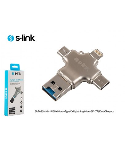 S-link SL-TA35M 4in1 USB+Micro+TypeC+Lightning Micro SD (TF) Kart Okuyucu