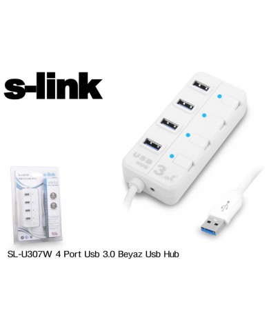 S-link SL-U307W Beyaz 4 Port 3.0 Usb Çoklayıcı