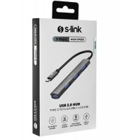 S-link SW-U324 3-USB2.0, 1-USB3.0 Type-C Metal USB Hub