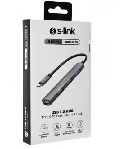 S-link SW-U324 3-USB2.0, 1-USB3.0 Type-C Metal USB Hub