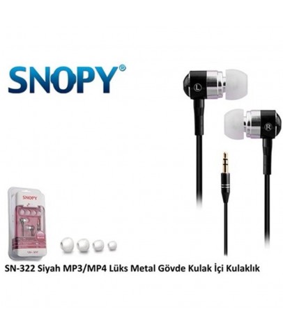 Snopy SN-322 Kulak İçi Kulaklık Siyah Metal Gövde Kulaklık