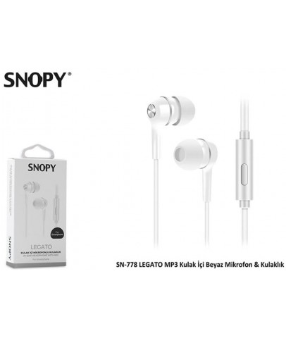 Snopy SN-778 Legato Beyaz Mp3 Kulak İçi Kulaklık