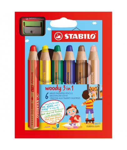 Stabilo Pastel Boya Woody 3 İn 1 6 Renk+Kalemtıraş 8806-2