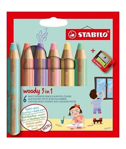 Stabilo Woody 3in1 Pastel 6 Lı+Kalemtırş