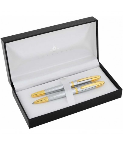 Steel Pen Takım Kalem Dolma+Tükenmez Venüs Serisi Desenli Gold 177DT