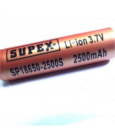 Supex 18650-1200F 3.7V 1200MA Şarjlı Li-on Pil Düz Kafa Pil