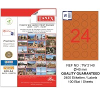 Tanex Laser Etiket 100 YP 0.40 MM Laser-Copy-Inkjet Yuvarlak Turuncu TW-2140