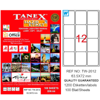 Tanex Laser Etiket 100 YP 63x72Mm Tw-2012