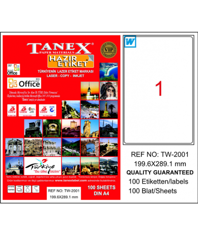 Tanex Lazer Etiket 100 Yp 199.6X289 .1Mm Tw-2001