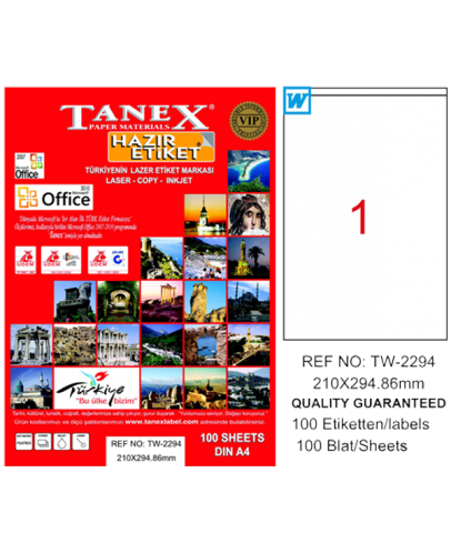 Tanex Lazer Etiket 100 Yp 210X294Mm Tw-2294