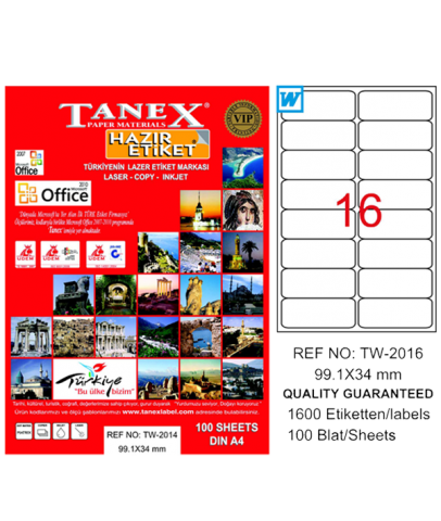 Tanex Lazer Etiket 100 YP 99.1x34 Laser-Copy-Inkjet TW-2016