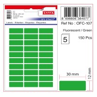 Tanex Ofis Etiketi Poşetli 12x30 MM Fosforlu Yeşil OFC-107