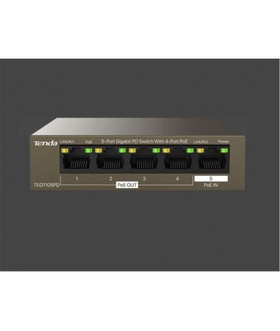 Tenda G0-5G-PoE 5 Port 4 Port Poe+ 10-100-1000 Switch Çelik Kasa POE Router