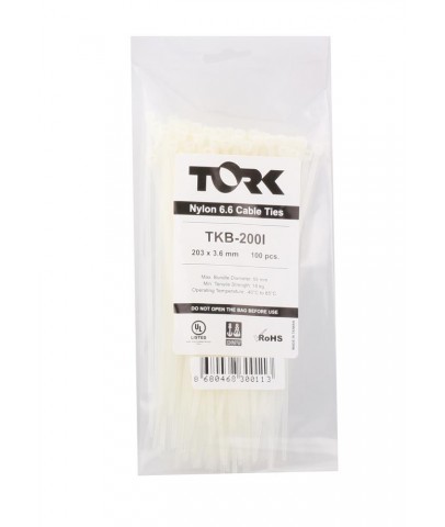 Tork TRK-100-2,5mm Beyaz 100lü Kablo Bağı