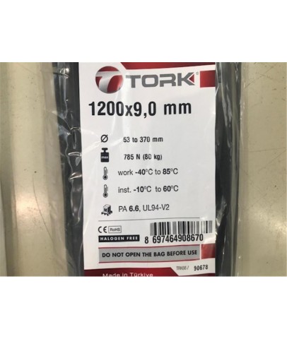 Tork TRK-1200-90B Siyah 100lü Kablo Bağı