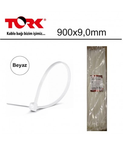 Tork TRK-900-9,0mm Beyaz 100lü Kablo Bağı