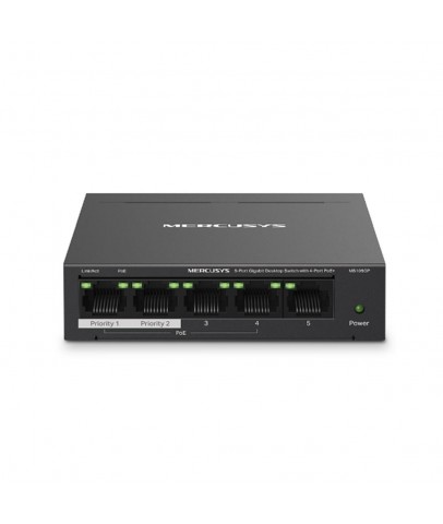 Tp-Link Mercusys MS105GP 5 Port 10-100-1000 Mbps Poe+ Switch Metal Kasa