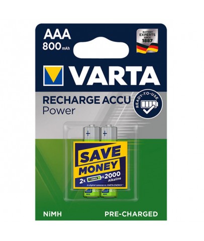 Varta Şarjlı İnce Kalem Pil (AAA) 800 MAH 1,2 V 2 Lİ