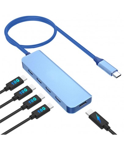 Vcom CUE11s-Mavi Type-C To 4-Usb-C (10GBps)+Pd 3.0 100W Çoklayıcı