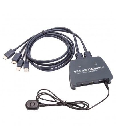 Vcom DD221-4K 2 Port Hdmi 1.4V 4K@30Hz Plastik Kasa Kvm Switch